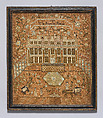 Embroidered sampler of the Queen's House, Greenwich, Silk on linen, British