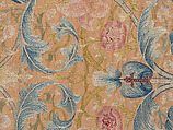 "Lotus" pattern bedcover or hanging, Design and embroidery possibly by May Morris (British, Bexley, Kent 1862–1938), Silk embroidery on woven silk foundation silk, with fringed trim, British