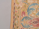 "Lotus" pattern bedcover or hanging, Design and embroidery possibly by May Morris (British, Bexley, Kent 1862–1938), Silk embroidery on woven silk foundation silk, with fringed trim, British