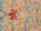 "Lotus" pattern bedcover or hanging, Design and embroidery possibly by May Morris (British, Bexley, Kent 1862–1938), Silk embroidery on woven silk foundation silk, with fringed trim, British