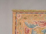 "Lotus" pattern bedcover or hanging, Design and embroidery possibly by May Morris (British, Bexley, Kent 1862–1938), Silk embroidery on woven silk foundation silk, with fringed trim, British