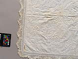 Stuffed and corded crib quilt, Linen, cotton: 