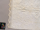 Stuffed and corded crib quilt, Linen, cotton: "whitework" stuffed and corded, probably English