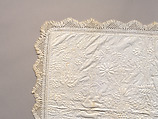 Stuffed and corded crib quilt, Linen, cotton: "whitework" stuffed and corded, probably English