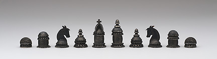 Chessmen (32) made from German coins and six loose coins, Aluminum, German