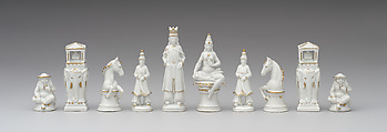 Chessmen (32), H. Meisel and H. Sörgel, Porcelain, German, Volkstedt, Thuringia