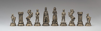 Chessmen (32), Yellow and white metal alloys, German