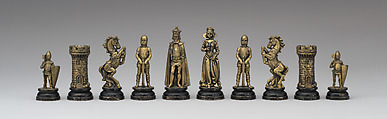 Chessmen (32), Yellow and white metal alloys, German