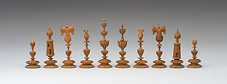 Chessmen (32), Wood, German, Bavaria