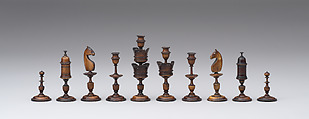 Chessmen (32), Ivory, ebony, German