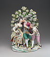 Lovers and clown, Derby Porcelain Manufactory (British, 1751–1785), Soft-paste porcelain, British, Derby