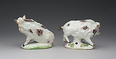 Pair of wild boars, Derby Porcelain Manufactory (British, 1751–1785), Soft-paste porcelain, British, Derby