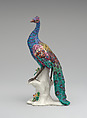 Peacock (one of a pair), Bow Porcelain Factory (British, 1747–1776), Soft-paste porcelain, British, Bow, London
