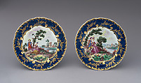 Pair of plates, Bow Porcelain Factory (British, 1747–1776), Soft-paste porcelain, British, Bow, London
