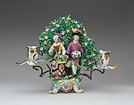 Candelabrum with figures of Summer and Autumn (one of a pair), Bow Porcelain Factory (British, 1747–1776), Soft-paste porcelain, British, Bow, London