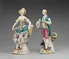 Female gardener (one of a pair), Derby Porcelain Manufactory (British, 1751–1785), Soft-paste porcelain, British, Derby