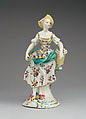 Female gardener (one of a pair), Derby Porcelain Manufactory (British, 1751–1785), Soft-paste porcelain, British, Derby