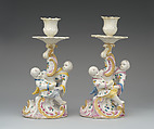 Pair of candlesticks, Derby Porcelain Manufactory (British, 1751–1785), Soft-paste porcelain, British, Derby