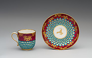 Cup and saucer, Possibly made at Chelsea Porcelain Manufactory (British, 1744–1784), Soft-paste porcelain, British, Chelsea-Derby