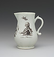 Jug with portrait of Frederick the Great, Worcester factory (British, 1751–2008), Soft-paste porcelain, British, Worcester