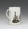 Mug with Freemason symbols and motto, Worcester factory (British, 1751–2008), Soft-paste porcelain, British, Worcester