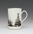 Mug with Freemason symbols and motto, Worcester factory (British, 1751–2008), Soft-paste porcelain, British, Worcester