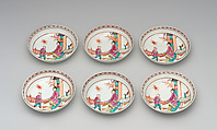 Six saucers (part of a service), Lowestoft (British, 1757–ca. 1803), Soft-paste porcelain, British, Lowestoft