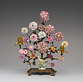 Pair of candelabra with porcelain flowers, Bow Porcelain Factory (British, 1747–1776), Soft-paste porcelain, British, Bow, London
