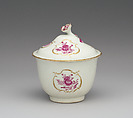 Sugar bowl with cover, Worcester factory (British, 1751–2008), Soft-paste porcelain, British, Worcester