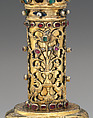 Pair of Torah finials (Rimmonim), Silver, partially gilded, rubies, emeralds, freshwater pearls, enamel, colored glass, Austrian, Galicia (present day Poland/Ukraine)