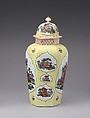 Vase with cover, Worcester factory (British, 1751–2008), Soft-paste porcelain, British, Worcester