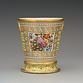 Cachepot with stand (one of a pair), Coalport (British, ca. 1799–1926), Soft-paste porcelain, British, Derbyshire