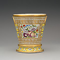 Cachepot with stand, Coalport (British, ca. 1799–1926), Soft-paste porcelain, British, Derbyshire