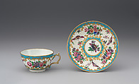 Cup and saucer, Worcester factory (British, 1751–2008), Soft-paste porcelain, British, Worcester
