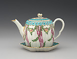 Teapot with cover and stand (part of a service), Worcester factory (British, 1751–2008), Soft-paste porcelain, British, Worcester