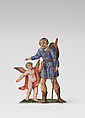 Cherub with shepherd, Gouache on paper, Southern German