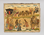 Embroidered picture of Queen Anne and the Duke of Marlborough, Silk, wool, beads, isinglass, and metal thread on satin, British