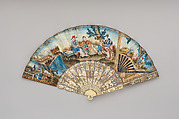 Fan, Gouache on paper and parchment; ivory, mother-of-pearl, possibly French