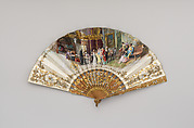 Fan, Silk, gilt, sequins, sandalwood, mother-of-pearl, silver, possibly French