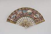 Wedding (or betrothal) fan, Paper, paint, mother-of-pearl, gold and silver leaf, possibly German