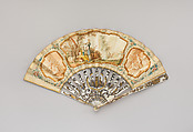 Fan, Kid, paint, mother-of-pearl, gold, German