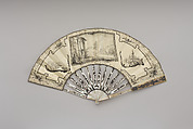 Mourning fan, Kid, India ink, mother-of-pearl, silver, possibly German