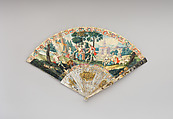 Fan, Kid, paint, mother-of-pearl, gold, Italian
