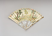 Fan, Kid, paint, mother-of-pearl, gold, Italian