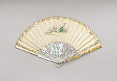 Fan, Paper, paint, pearl, gilt, possibly Italian