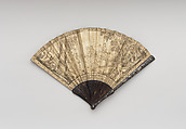 Fan, Skin, inlaid silver, and tortoiseshell, Italian