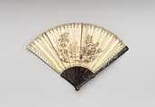 Fan, Skin, inlaid silver, and tortoiseshell, Italian