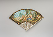 Fan, Paper, paint, mother-of-pearl, gilt, Italian or French