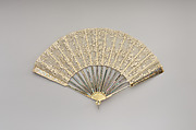 Fan, Lace, ivory, mother-of-pearl, gilt, Italian