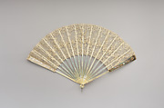 Fan, Lace, ivory, mother-of-pearl, gilt, Italian